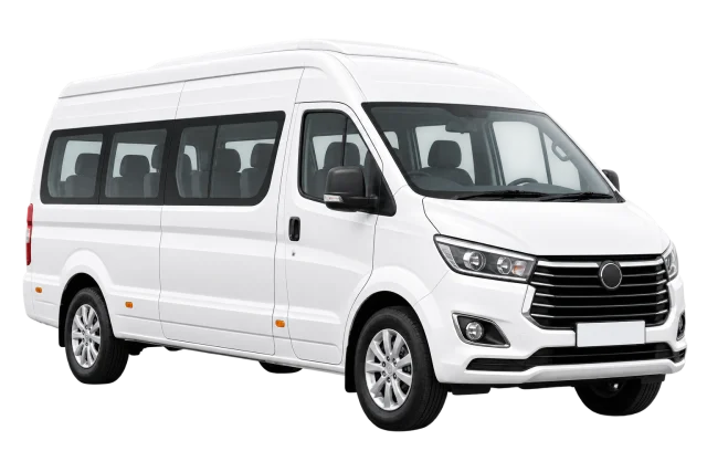 White Tempo Traveller cab